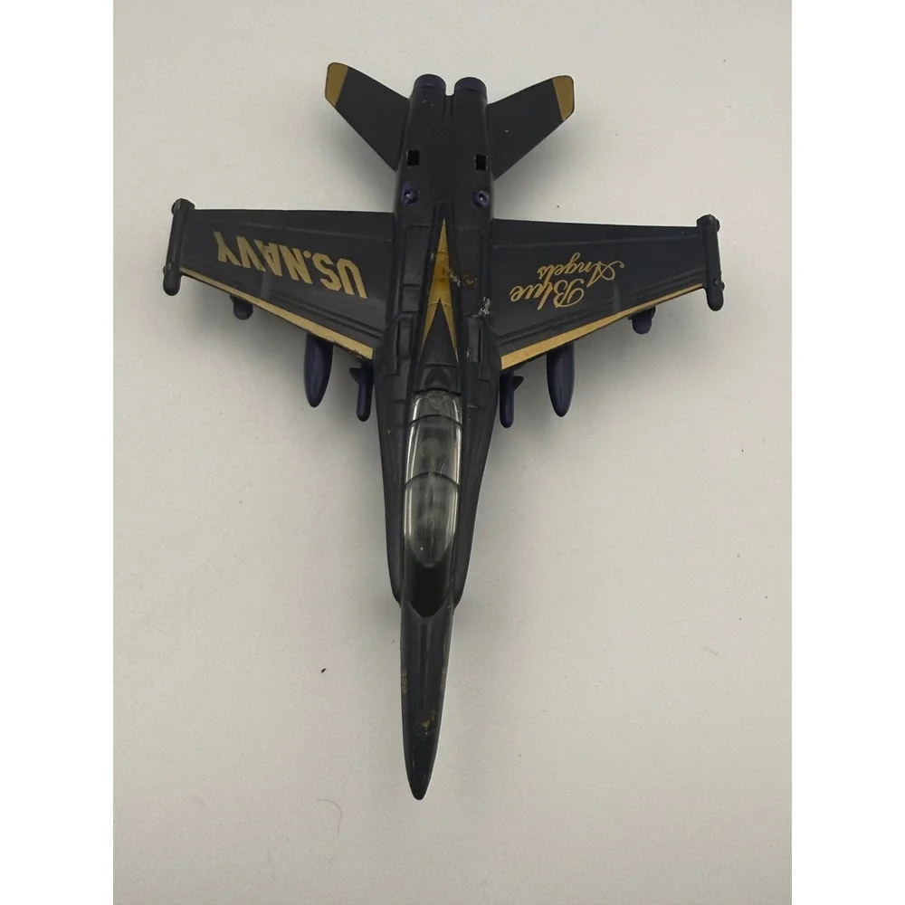US Navy Blue Angels F/A-18 Hornet Diecast Fighter Jet Model Navy BlueGold Accent